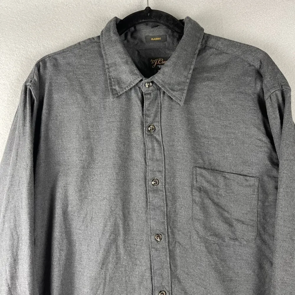 J Crew Cashmere Blend Shirt Mens XL Gray Cotton Long Sleeve‎ Button Up Classic